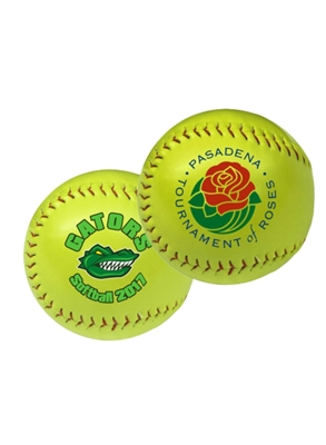 Custom One Color Optic Yellow Softball | Promotional Synthetic Leather Softball
