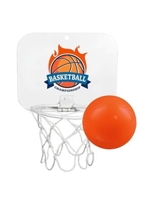 Mini Basketball Backboard with Vinyl Ball | Full Color Custom Printed Promotional Hoop Set