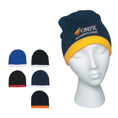 Custom Embroidered Warm Beanie Cap with Stripe