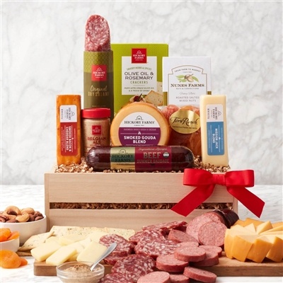 Hickory Farms Premium Meat & Cheese Gift Crate | Savory Sausage, Cheese, & Snacks