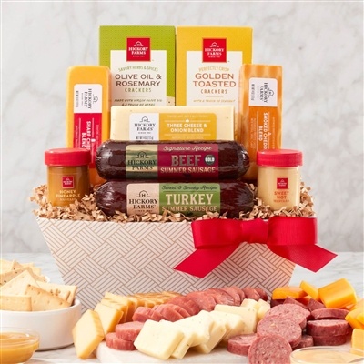 Hickory Farms Signature Flavors Gift Basket | Gourmet Sausage, Cheese & Mustard