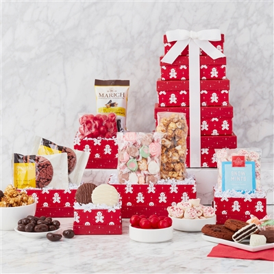 Hickory Farms Jolly Gingerbread Treat Tower With Greeting Card