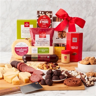 Holiday Gourmet Cutting Board Gift Set | Premium Meat, Cheese & Sweet Treats