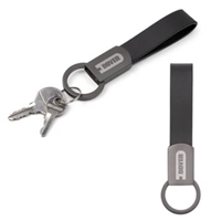 Axis Gunmetal Leather Keyring Laser Engraved | Custom Promotional Keychains