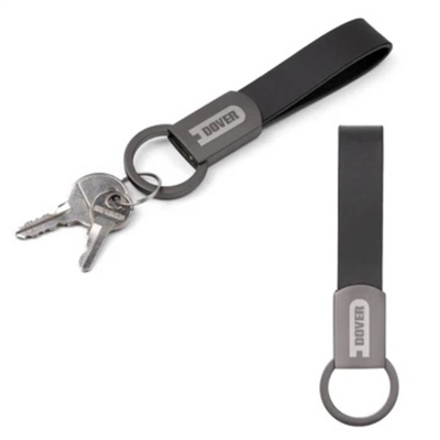 Axis Gunmetal Leather Keyring Laser Engraved | Custom Promotional Keychains
