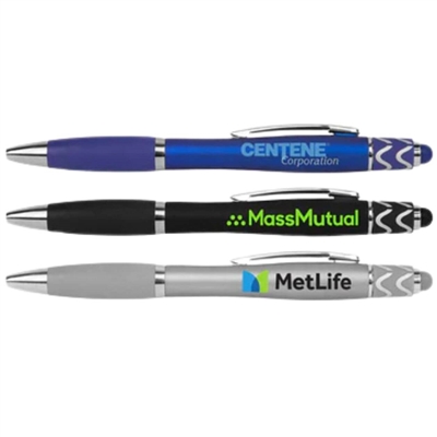 SpinTop Pen with Rubber Grip Full Color Imprint | Custom Stylus Fidget Pens