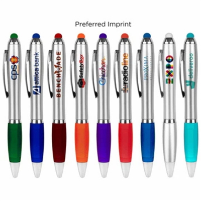 Silver Grenada Stylus Pen Full Color Imprint | Custom Promotional Pens