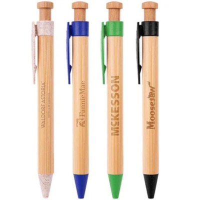 Camden Bamboo Wheat Straw Eco Pen Laser Engraved | Sustainable Promotional Pens