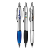 Silver Grenada Pen One Color Imprint | Custom Soft Grip Promotional Pens