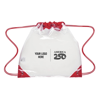 America250 Touchdown Clear EVA Drawstring Backpack | Custom Promotional Bag
