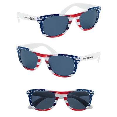 America250 Patriotic Malibu Sunglasses | Custom Promotional USA Flag Eyewear