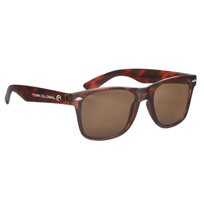 Tortoise Malibu Sunglasses with Custom Silk Screen Logo | UV400 Protection