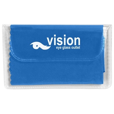 Microfiber Cleaning Cloth in Case | Custom Silk Screen Imprint Logo Tech Cleaner