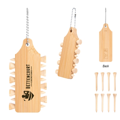 Bamboo Golf Tee Set Keychain | Personalized Eco-Friendly Golf Gift