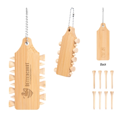 Bamboo Golf Tee Set Keychain | Personalized Laser Engraved Golf Gift