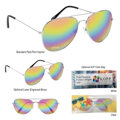 Swift Aviator Sunglasses | Classic Style with UV400 Protection with Custom Pad Printed Logo