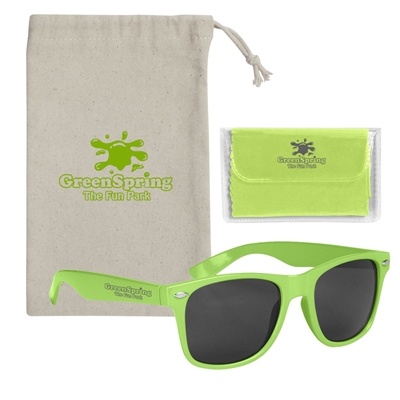 Custom Tortoise Malibu Sunglasses Kit | Custom Silk Screen Imprint with Pouch & Cloth