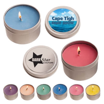 Round Tin Soy Candle 4 oz | Custom Direct Imprint Promotional Candle