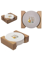 Round Greek Key Stone Coaster Set | Custom 1 Color or Full Color Promotional Gift