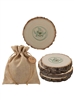 Custom Poplar Wood Coaster Set | Rustic Logo Coasters in Burlap Bag
