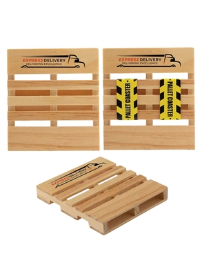 Custom Pine Wood Pallet Coaster | Rustic Logo Drink Coasters