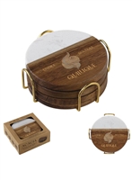 Acacia Wood Marble Coaster with Logo | Premium Custom Coasters