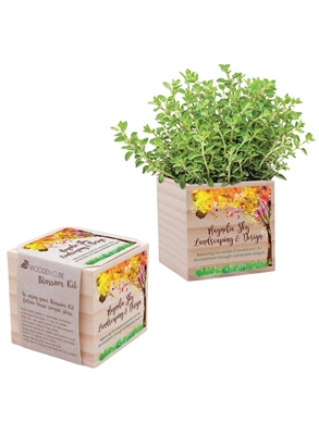 Wooden Cube Blossom Kit | Personalized Mini Planter Gift