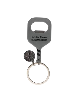Custom Pickleball Bottle Opener Keytags | Silver Paddle Promotional Keychains