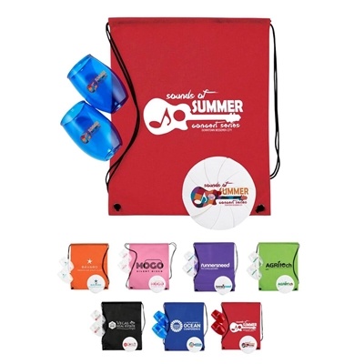 Outdoor Happy Hour Kit | Custom Full Color Wine Glasses, Flyer & Drawstring Bag