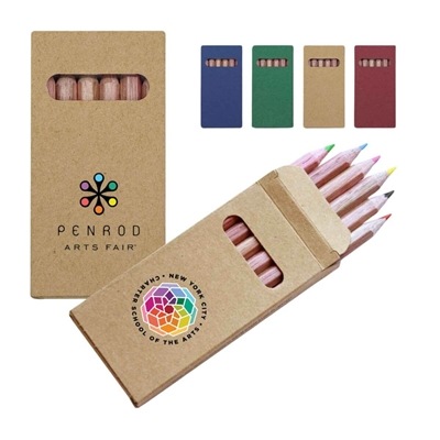 Branded Wooden Pencil Set | Eco-Friendly 6 Color Pack with Full Color