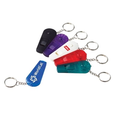 Safety Whistle Keychain with LED | Custom Emergency Giveaway with Pad Printing