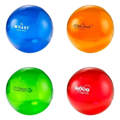 Custom Pad Printed Translucent Beach Ball 12" | Promotional Summer Toy