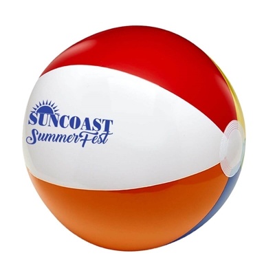 Custom Pad Printed 16" Six Color Inflatable Beach Ball | Retro Summer Promo