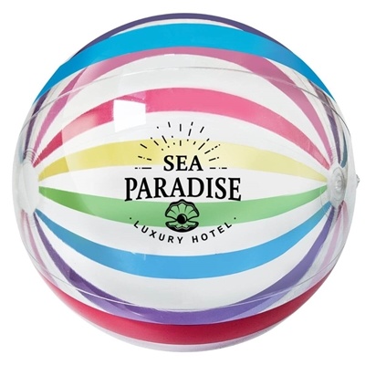 16" Striped Beach Ball | Custom Pad Printed Summer Giveaway