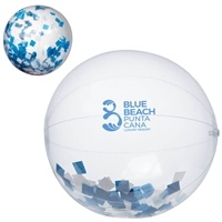 16" Blue & White Confetti Beach Ball | Custom Pad Printed Clear Inflatable Promo