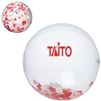 Red & White Confetti Beach Ball 16" | Custom Clear Inflatable for Promotions with Pad Print