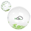 Green & White Confetti Beach Ball | Clear Inflatable Giveaway | Custom Pad Printed