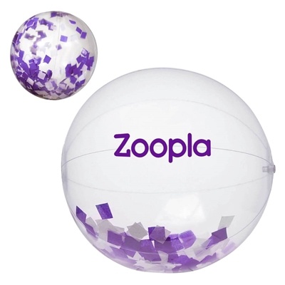 Purple & White Confetti Beach Ball 16" | Custom Inflatable Giveaway | Pad Print Branding