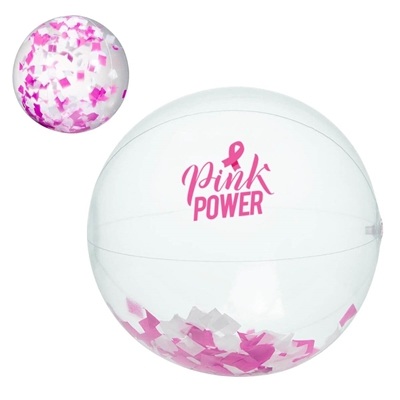 Pink Confetti-Filled Beach Ball 16" | Custom Pad Print Branding