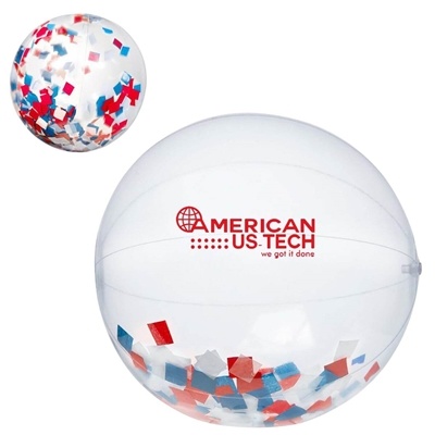 Red, White & Blue Confetti Beach Ball 16" | Custom Patriotic Inflatable | Pad Printed