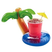 7" Inflatable Palm Tree Beverage Coaster | Tropical Drink Float with Custom Pad Printing
