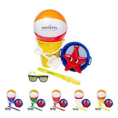 Custom Large Sand Pail Kit | All in One Branded Beach Giveaway with Pad Printing