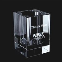 Engraved Crystal Pen & Pencil Holder