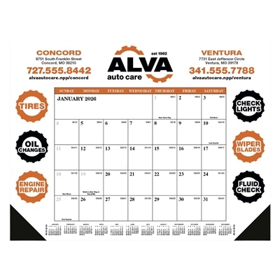 Skinner & Kennedy Desk Pad Calendar | Custom Full Color Promotional Desk Calendars