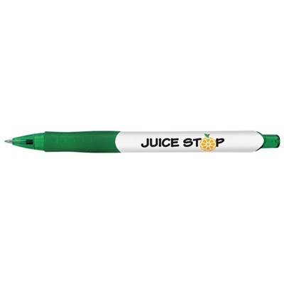 Spirit Plunger Action Pen | Custom Pen with Rubber Grip & Translucent Trim