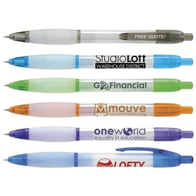 Custom Chiller Plunger-Action Pen | Frosty Design & Comfortable Rubber Grip
