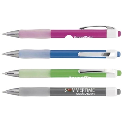 Twilight Rubber Grip Pen - Silk Screen | Custom Retractable Pen with Chrome Trim