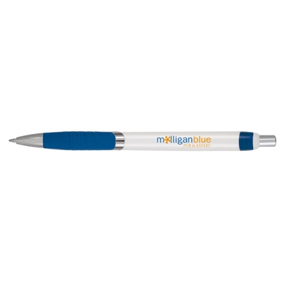 White Epiphany Pen | Stylish Pen with Chrome Accents and Comfortable Rubber Grip