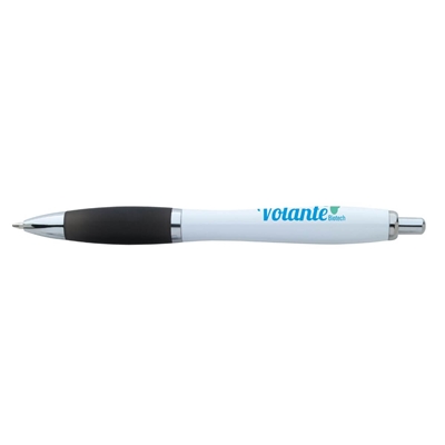 Ion White Plunger-Action Pen | Custom Branded Pen with Silk Screen Printing