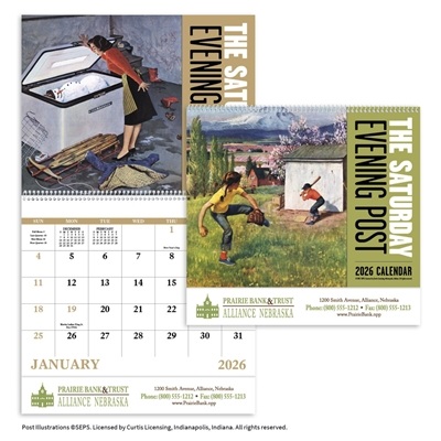 Custom Saturday Evening Post Spiral Calendar | 1 Color Imprint